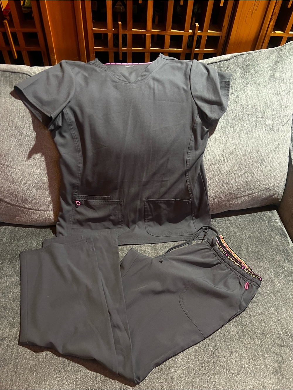 Women's grey Scrub Set - Comfortable Medical Pants & Top
